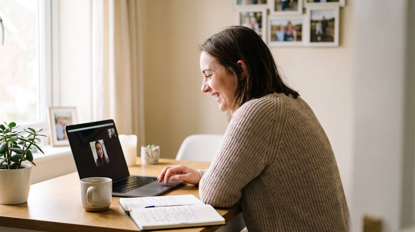 A young UK business owner on their GrowFleet kickoff call, setting up their brand